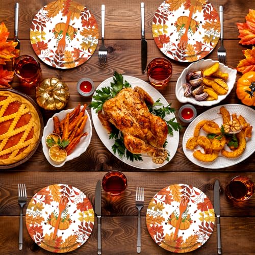 Fall Paper Plates 50 Pack Thanksgiving Day Party Dessert Plates (50 Count)