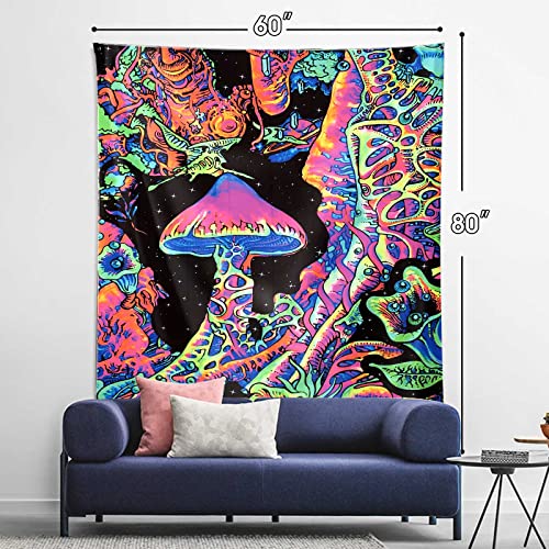 Blacklight Mushroom Tapestry