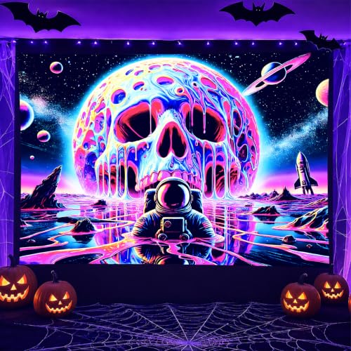Blacklight Tapestry Galaxy Astronaut UV Wall Art 78 x 59 Inch