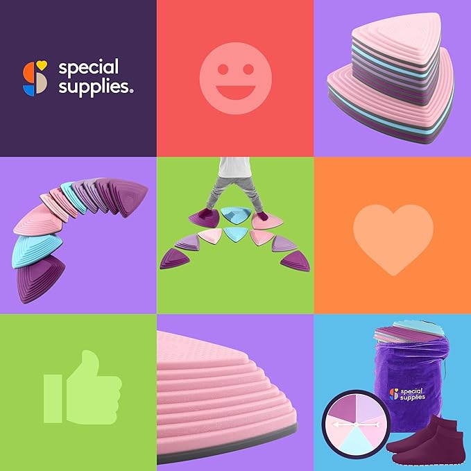 Special Supplies Stepping Stones for Kids Indoor and Outdoor Balance Blocks Promote Coordination, Balance Strength Child Safe Rubber, Non-Slip Edging