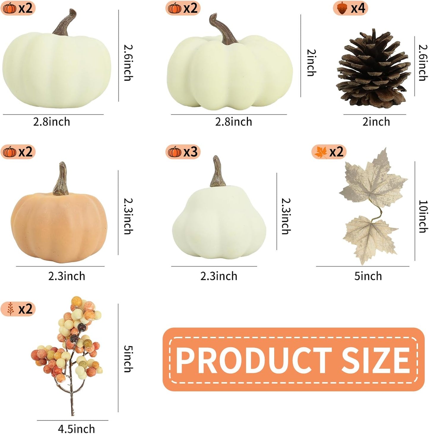 17 PCS Kit Artificial Pumpkins Decorations - Plastic Pumpkins for Fall Home Farmhouse Thanksgiving Mini Pumpkin Decor