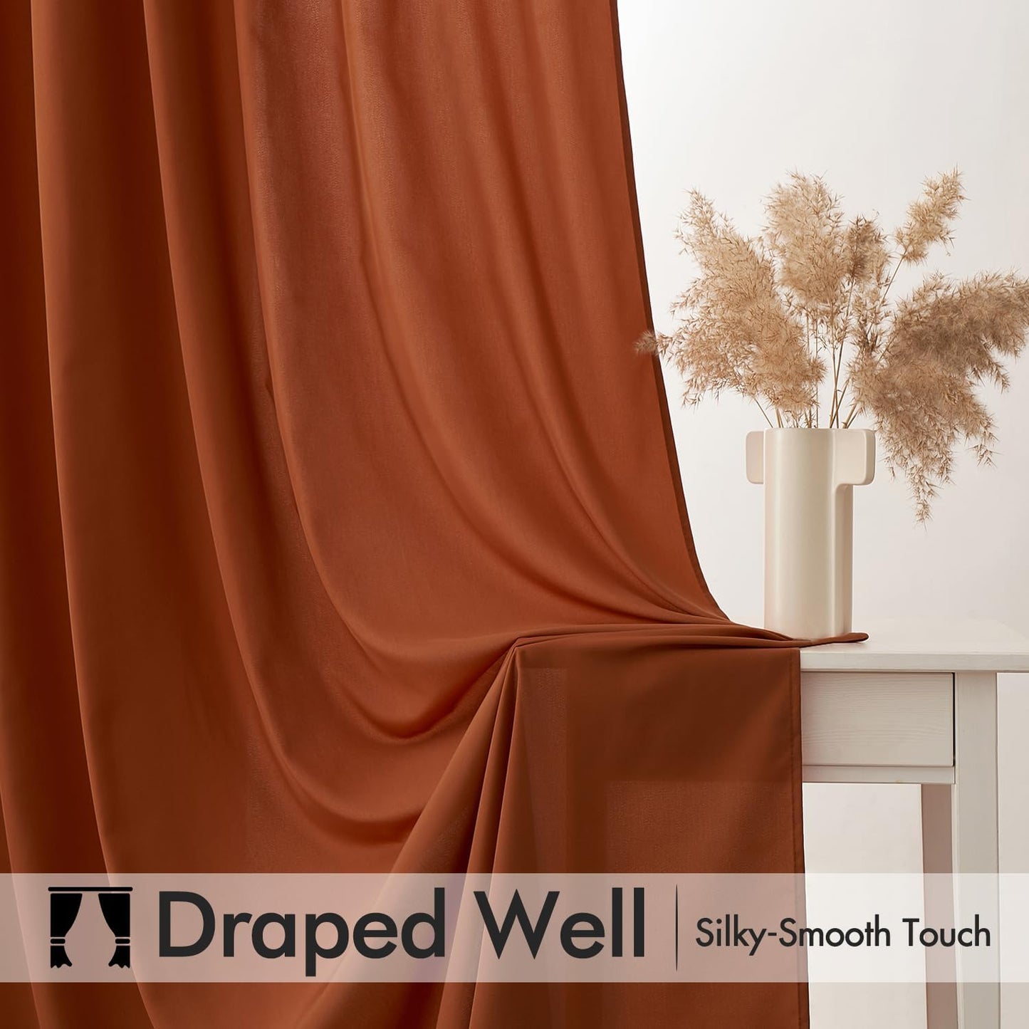 MIULEE Terracotta Privacy Sheer Curtains That Let Light in 84 Inches Long Non-See-Through Semi Sheer Curtain Light Filtering Window Curtains Drapes for Living Room Bedroom 2 Panels Set 42 X 84