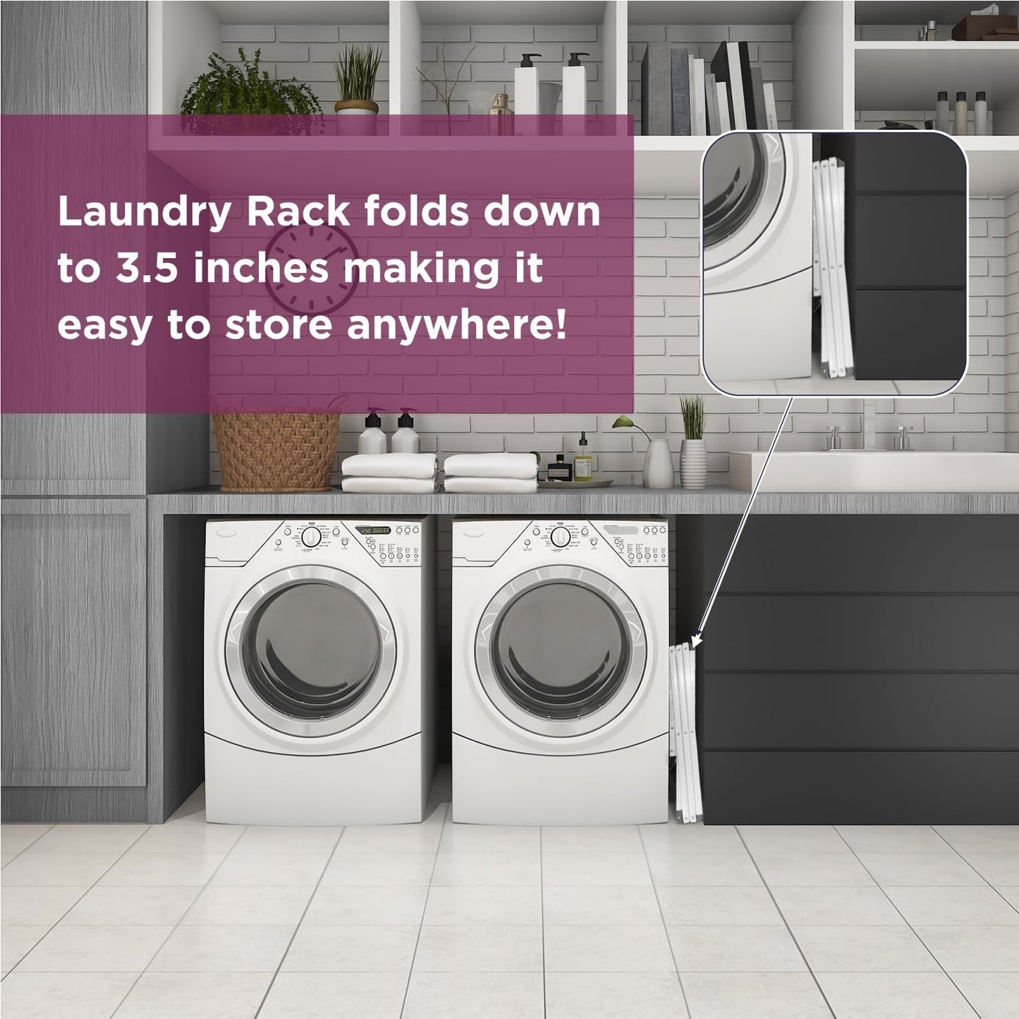 BLACK+DECKER 3 Tier Expandable Collapsing Foldable Laundry Rack for Air Drying Clothing, Space Saving Heavy Duty Lightweight Metal Drying Rack(White) - NestledHome