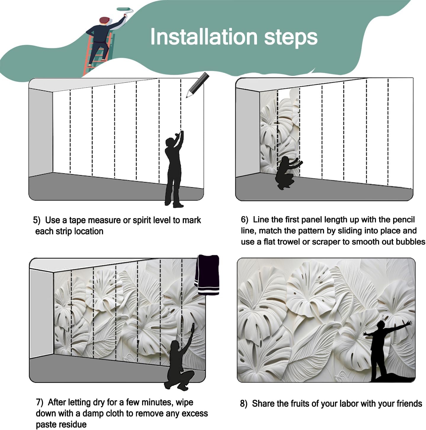 -3D Plant Living Room Wallpaper XT22 S 100" x 65"