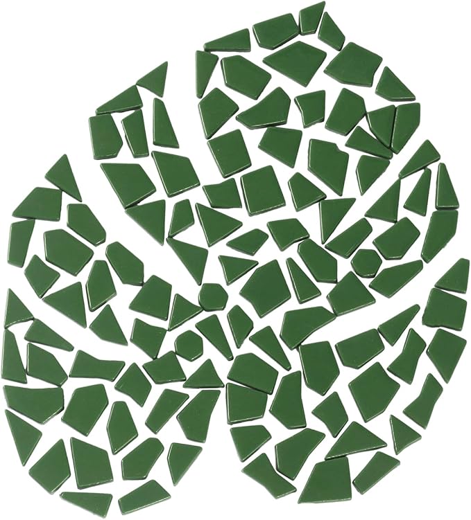 Youway Style Green Glass Mosaic Tiles for Crafts Bulk,200g Broken Glass Tiles for DIY Mosaic Art Decor,Garden Mosaic Supplies Pieces
