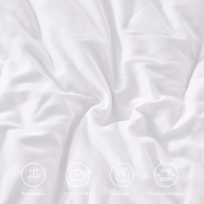 Andency Oversized King Ruffle Comforter Set, 3 Pieces Shabby Chic Farmhouse Bedding Set, Lightweight Soft Comforter Set 120x98 for Girls Women (1 Comforter 2 Pillowcases), White