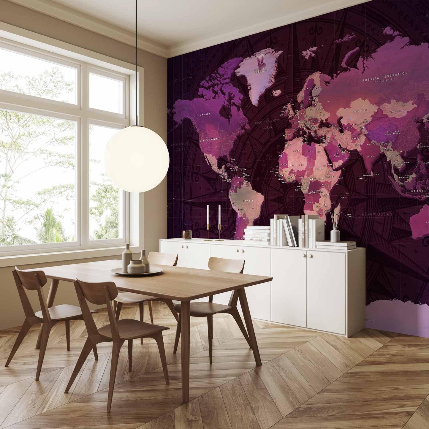 artgeist Wall Mural World Map 193x138 in - XXL Peel and Stick Self-Adhesive Wallpaper Removable Large Sticker Foil Wall Decor Print Picture Image Design Map of The World k-A-0273-a-a