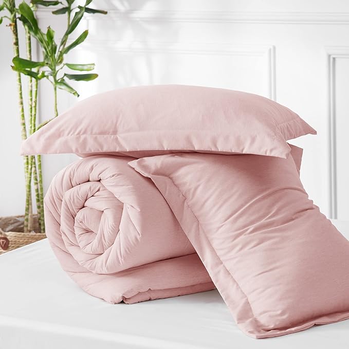 Bedsure Full Comforter Set - Pink Soft Bedding for All Seasons, Cationic Dyed Bed Set, 3 Pieces, 1 Full Size Comforter (82"x86") and 2 Pillow Shams (20"x26"+2")