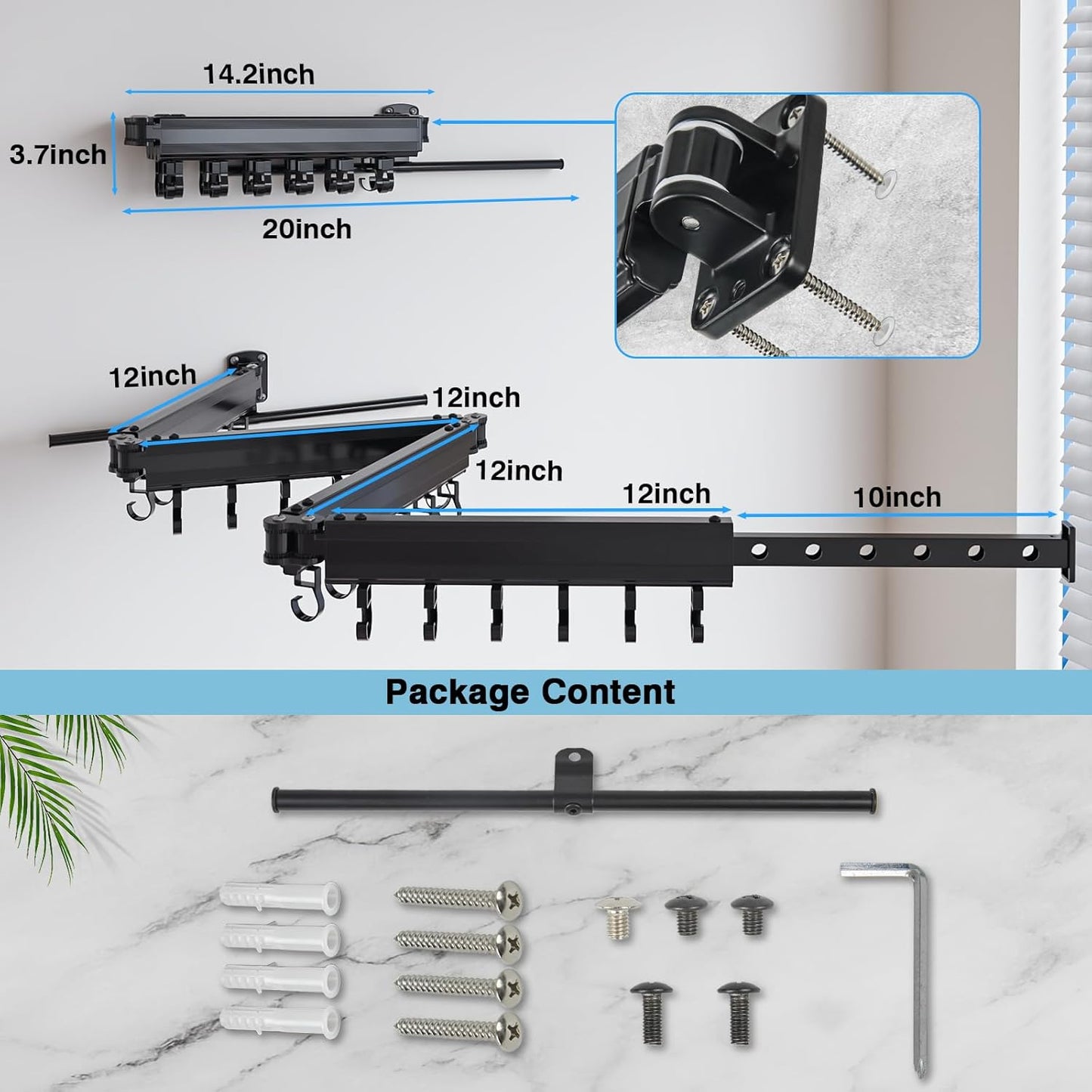 Gezen Clothes Drying Rack, Wall Mounted Drying Rack Clothing Retractable, Foldable Clothes Hanger Rack with 24 Hooks for Laundry Room Organization and Storage, Space Saving, Collapsible, Quad-Fold - NestledHome