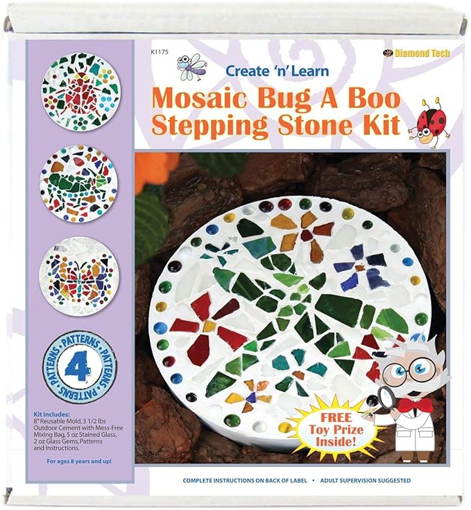Diamond Tech Create N Learn Mosaic Stepping Stone Kit, Bug-A-Boo