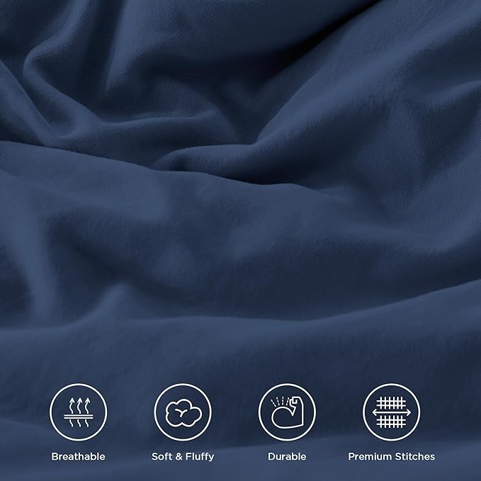 Andency Navy Blue Full Size Comforter Set (79x90Inch), 3 Pieces Farmhouse Shabby Chic Ruffle Bedding Comforter Sets, All Season Soft Lightweight Microfiber Bed Set