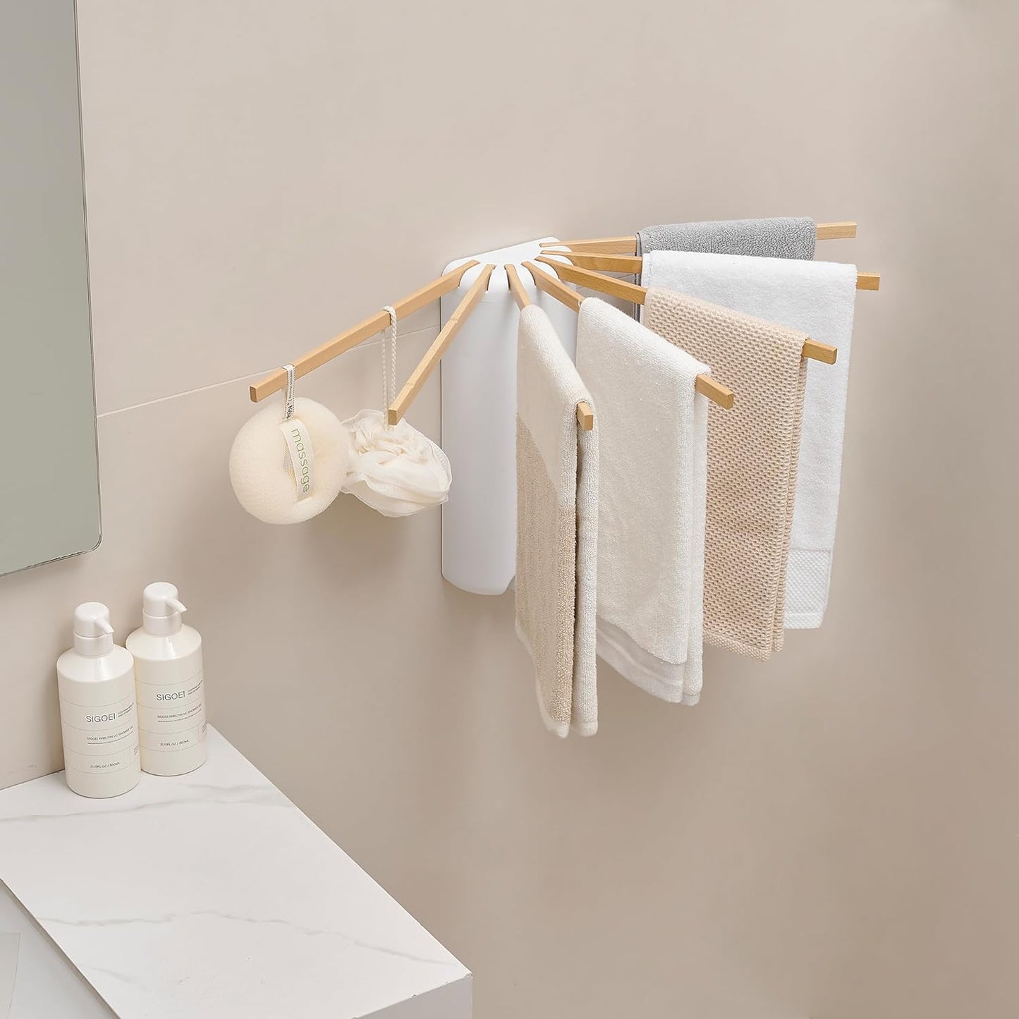 Wall Mounted Clothes Drying Rack Tripod,Foldable Drying Rack,Wall Mounted Drying Rack Clothing,Over The Door Drying Rack for Laundry Bedroom Household Wooden - NestledHome