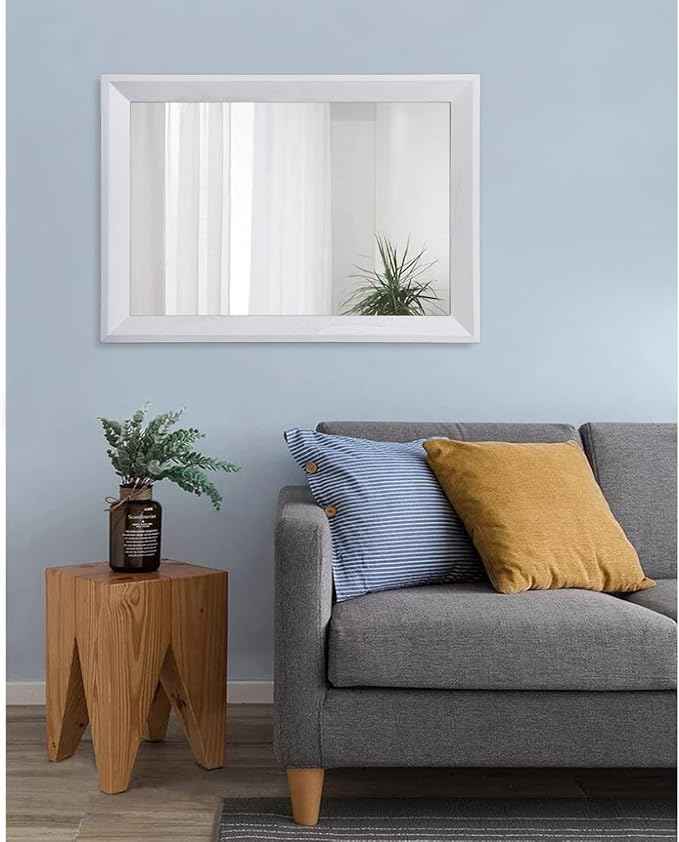 AAZZKANG Rectangular Wall Mirror Decorative Wood Framed Mirrors Large 26"x18" for Farmhouse Bedroom Bathroom Living Room Entryway Hanging Home Decor