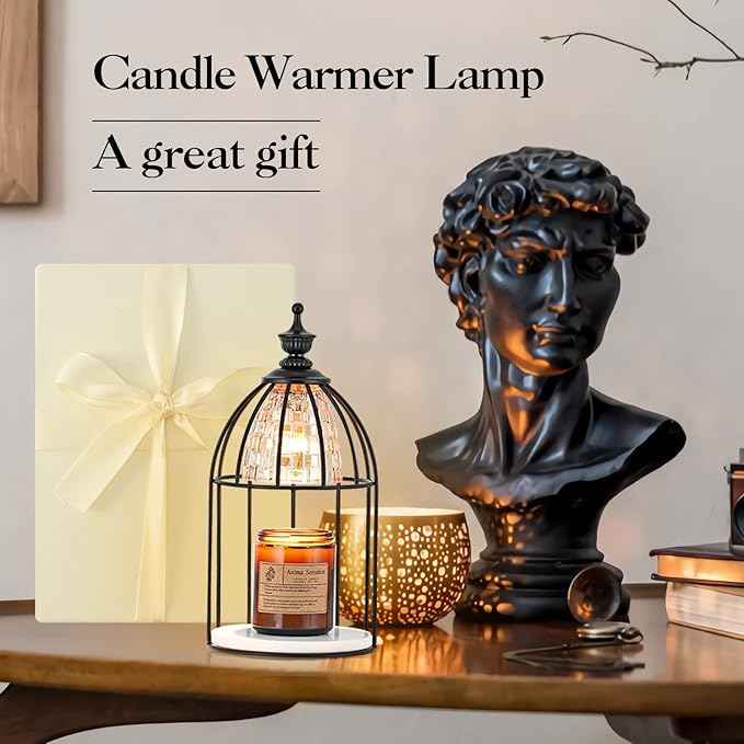 Candle Warmer Lamp for Top-Down Candle Melting, Vintage Aromatherapy Wax Melting lamp,Night Lamp (Black)