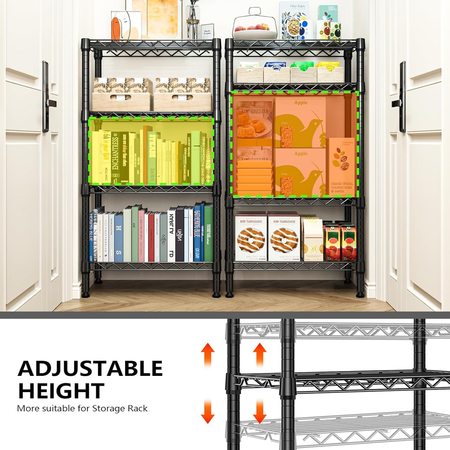 1000 lbs 4 Tier Shelf Metal Storage Shelves Wire Rack Closet Organizers with PP Board for Garage Kitchen Bathroom Laundry Black 11.8" D x 21.7" W x 39.5" H - NestledHome