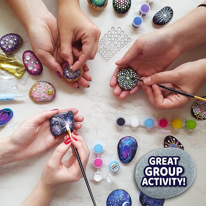 ArtSkills Rock Painting Kit - 18 Rocks - Geode, Mandala & Glow in the Dark Rock Painting, Arts and Crafts for Kids