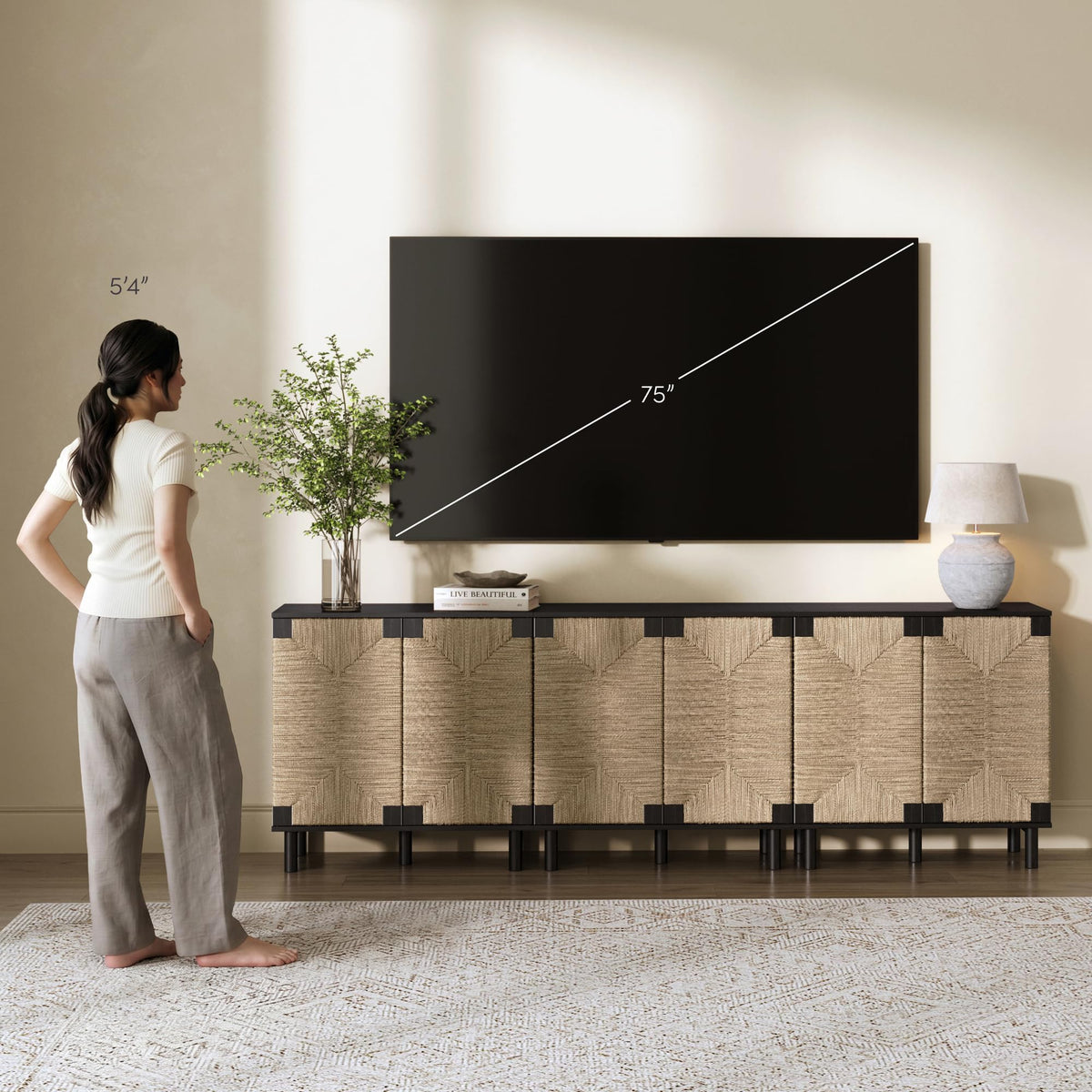 Beacon Accent Natural Sideboard Storage Cabinet TV Stand in Wire