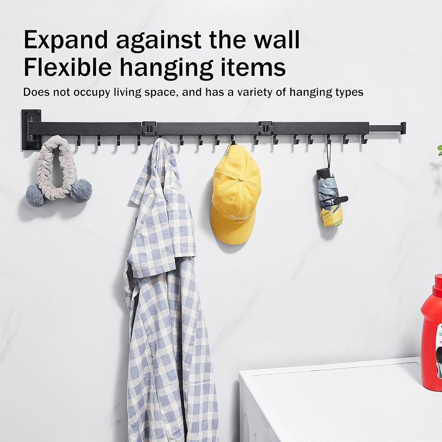 Clothes Drying Rack,Drying Rack Clothing,Luandry Drying Rack,Clothes Hanger Rack,Wall Mounted Luandry Rack,Folding Retractable,Frosted Stone Black Classic,ms-01 - NestledHome