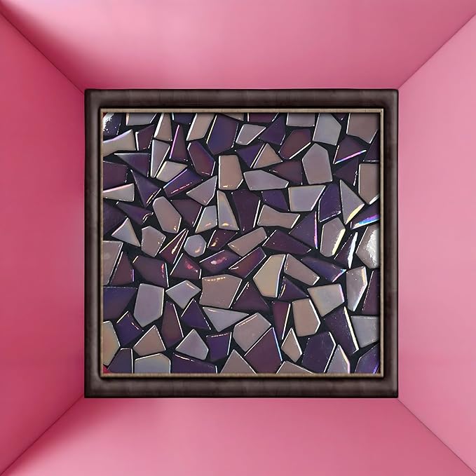 Irregular Glass Mosaic Tiles Bulk 500g Glossy and Iridescent Mosaic Glass Tiles for DIY Projects and Arts and Crafts Solid Colors and Mixes (Glossy Ivory)