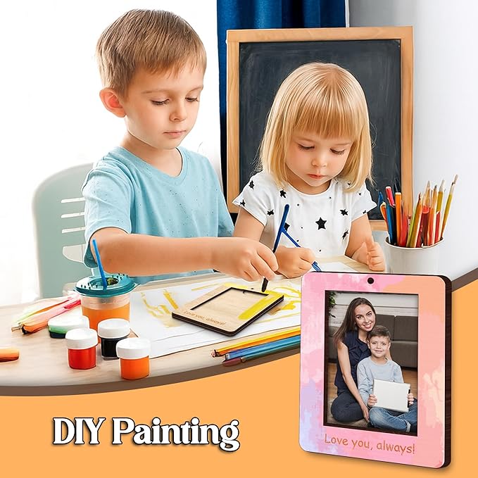 10" Hands Down Best Mom Ever Sign DIY Kids Gifts For Mom Handprint Kit with Acrylic Paints, Toddler Craft Birthday Gift Mother's Day Keepsake for Mum, Family Plaque with Daughter, Son Names HF90-M