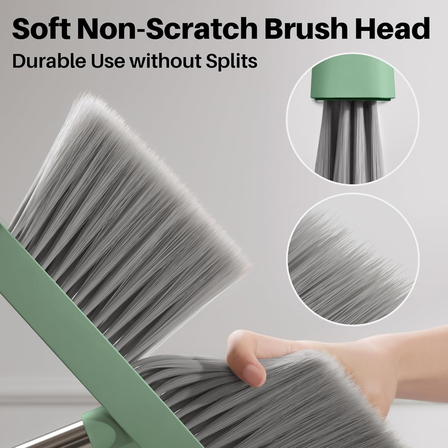 JOYMOOP Dark Teal Green Broom and Dustpan Set with 56” Handle, Upright Angle with Comb Teeth for Pet Hair and Hardwood Floors - NestledHome