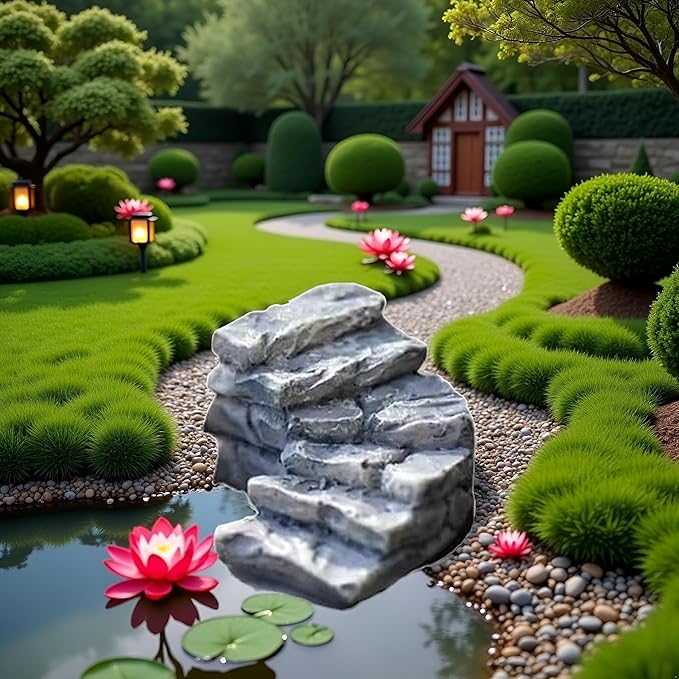 Curved Stone Steps Miniature Fairy Garden Accessories,Miniature Pond Lawn Garden Ornament Figurines, Micro Landscape Ornaments for Gardens DIY Kit Statues,Gardens Sculptures and Statues