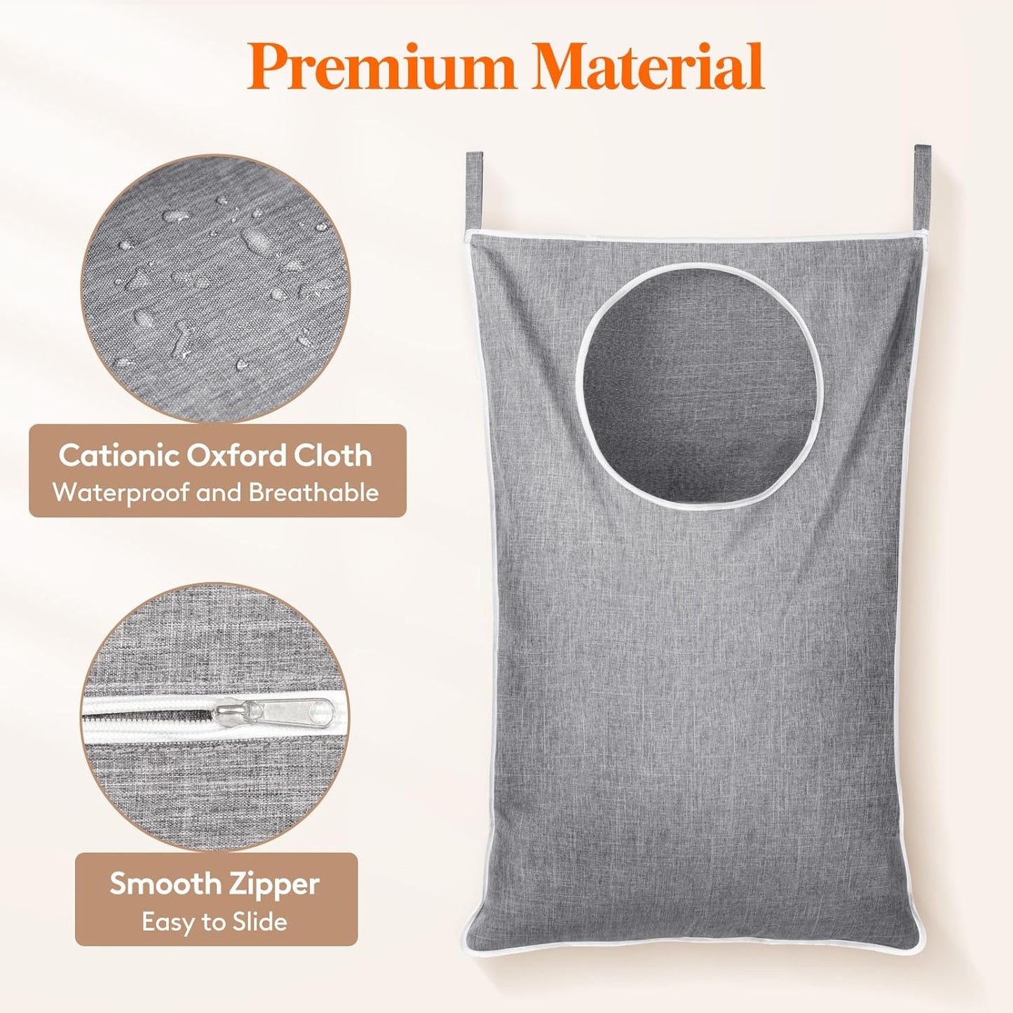 Lifewit 2 Pack Over Door Laundry Hamper, Large Collapsible Hanging Laundry Hamper, Hanging Laundry Basket Bag for Bathroom Bedroom Dirty Clothes Storage Organizer, Light Gray - NestledHome