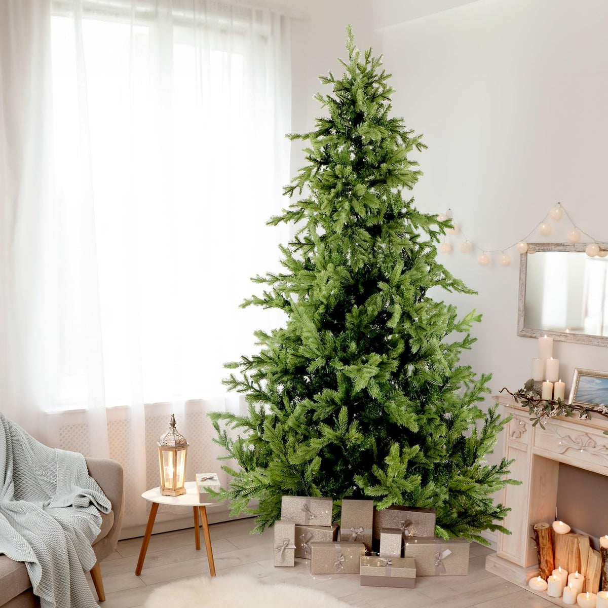 9 Ft. Foxtail Pine Artificial Christmas Tree with Warm White LED Lights and Stand