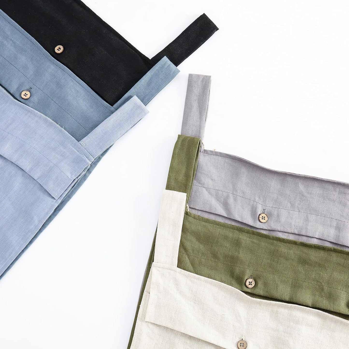 Linen Hanging Laundry Bag, 100% Linen Over The Door Laundry Hamper with Buttons and Zipper, Space Saving Door Hampers for Laundry Dirty Clothes Home Travel, Grey - NestledHome