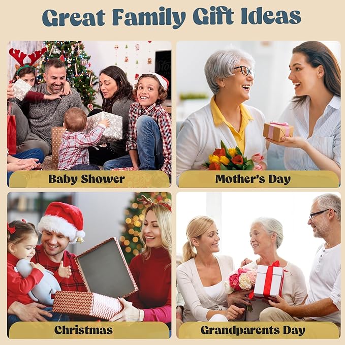 Bixinyo Family Handprint Kit with Light, Baby Hand and Footprint Keepsake Wooden Frame, Family Gifts for Mom, New Parents, Mother's Day, Adoption Gifts, 5 Non-Toxic Paints (Light, Maroon)