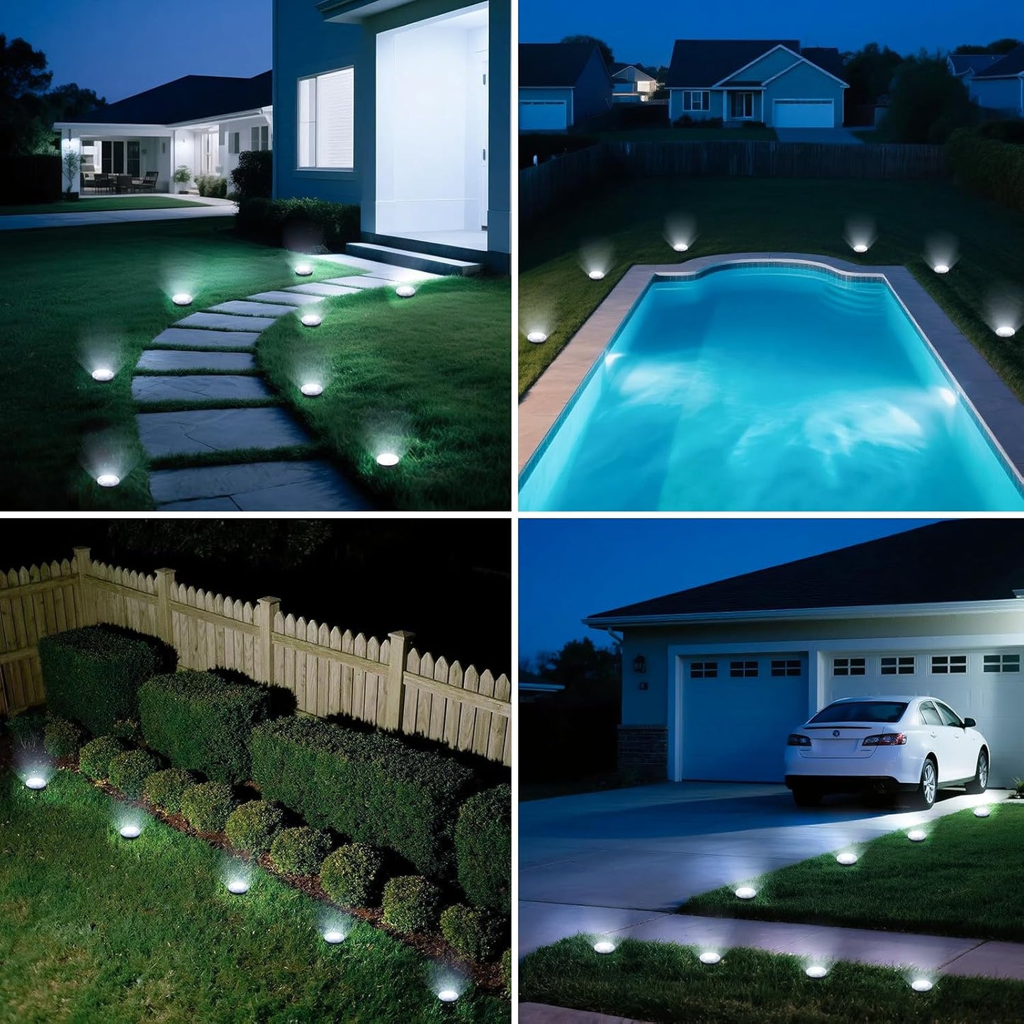 Mini Solar Ground Lights, 24 Pack Solar Lights Outdoor Waterproof, Upgraded LED Flat Landscape Lighting for Outside Pathway Garden Patio Yard Driveway,Cold White