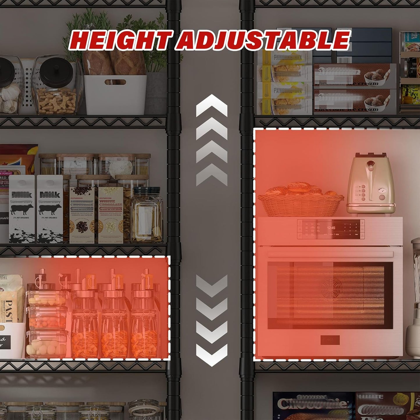 REIBII 60''W X 82.6" H Steel Heavy Duty Wire Shelving Unit with Wheels, 6-Tier Adjustable Storage Shelves 3598LBS Commercial Metal Shelves for Pantry, Garage, College Dorm Industrial Shelving, 2 Pack - NestledHome