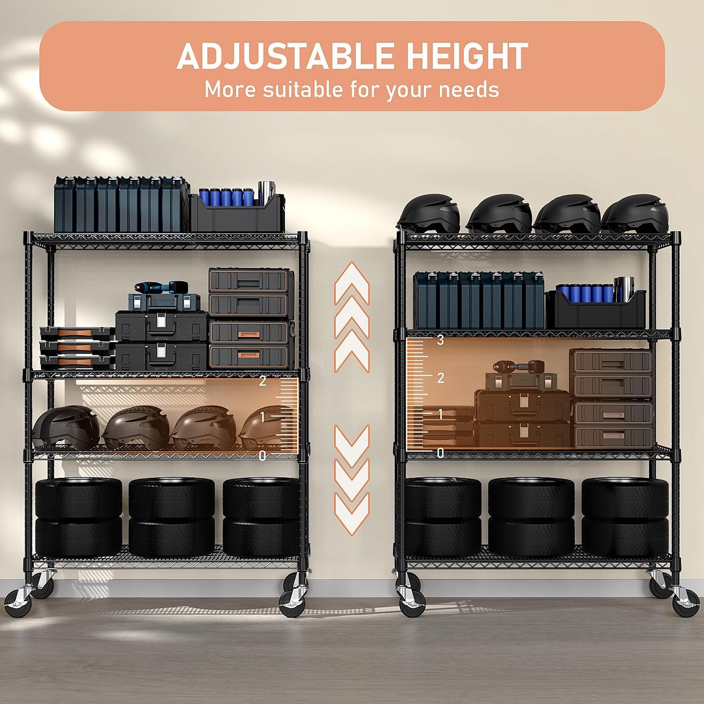 Industrial Metal 4 Tier Shelving for Garage, Pantry, Warehouse, Basement Utility Room, Storage Rack Metal Shelving Unit, Shelf Organizer, Black 23.6" D x 53.2" W x 73.6" H - NestledHome