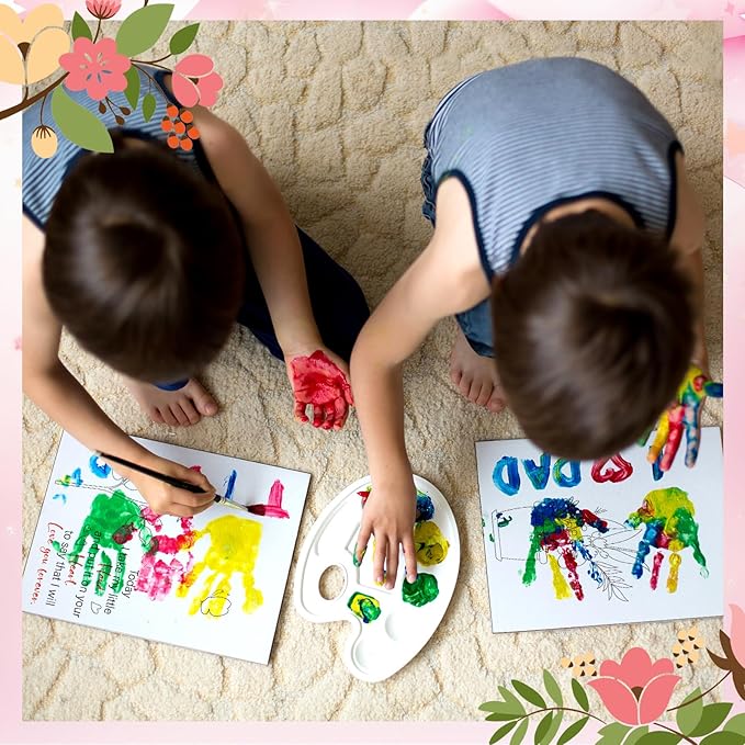 Motipuns 6 Sets Mother's Day Crafts DIY Kit Flower Bouquet Handprint Art Craft Gifts for Mom from Daughter or Son 8 x 10 Inch Handprint Flowers Bouquet Kit for Mother Grandma Birthday Supplies