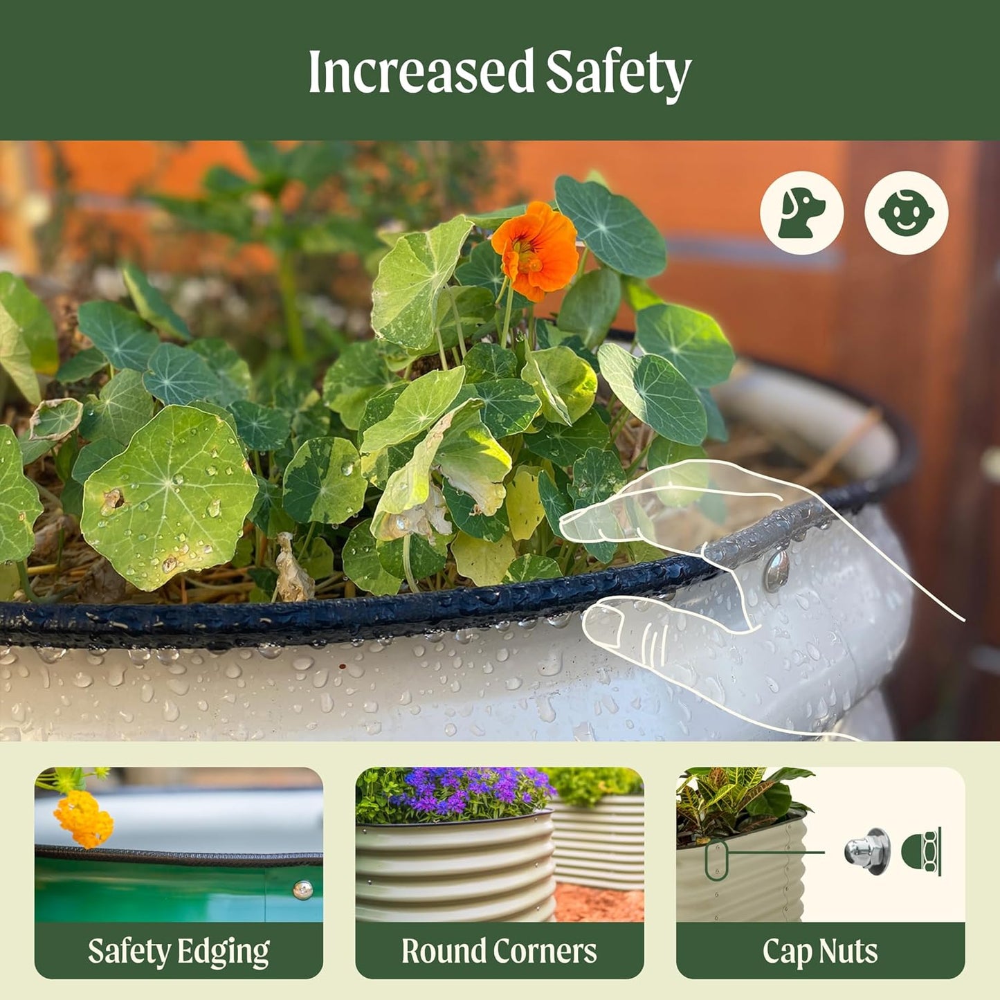 Vego garden 32" Extra Tall Raised Garden Bed Kits, 6 in 1 Modular Raised Planter Box for Vegetables Flowers Fruits Oval Metal Raised Garden-British Green