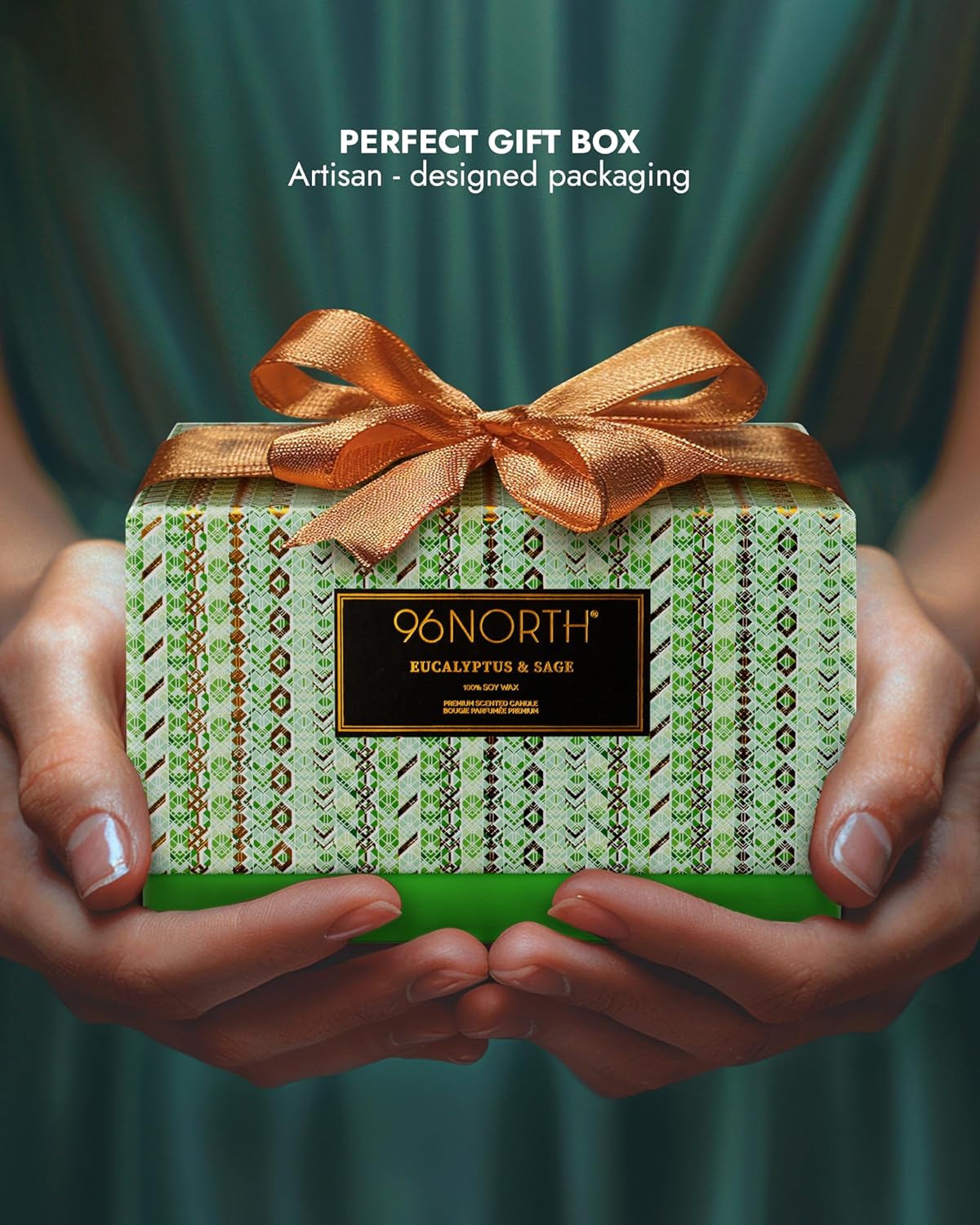 96NORTH Luxury Eucalyptus & Sage Soy Candle | Large 3 Wick Jar Candle | Up to 50 Hours Burning Time | 100% Natural Soy Wax | Housewarming Gift for Men and Women - NestledHome