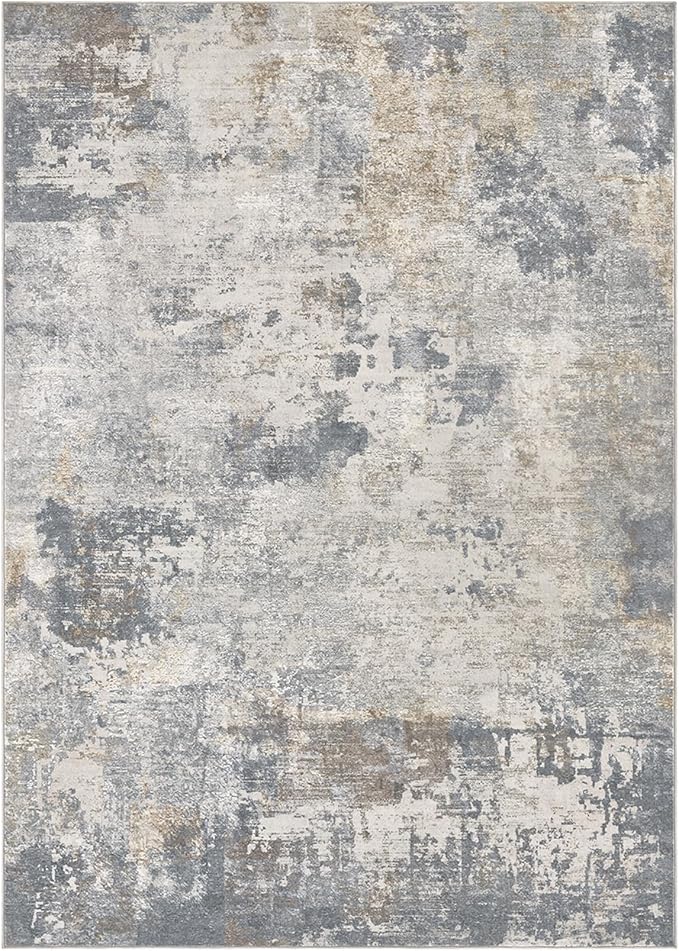 10x14 Area Rug Living Room Rugs - Washable Neutral Modern Abstract Soft Thin Large Rug Indoor Floor No Slip Rug Carpet for Bedroom Under Dining Table Home Office Decor - Blue Grey