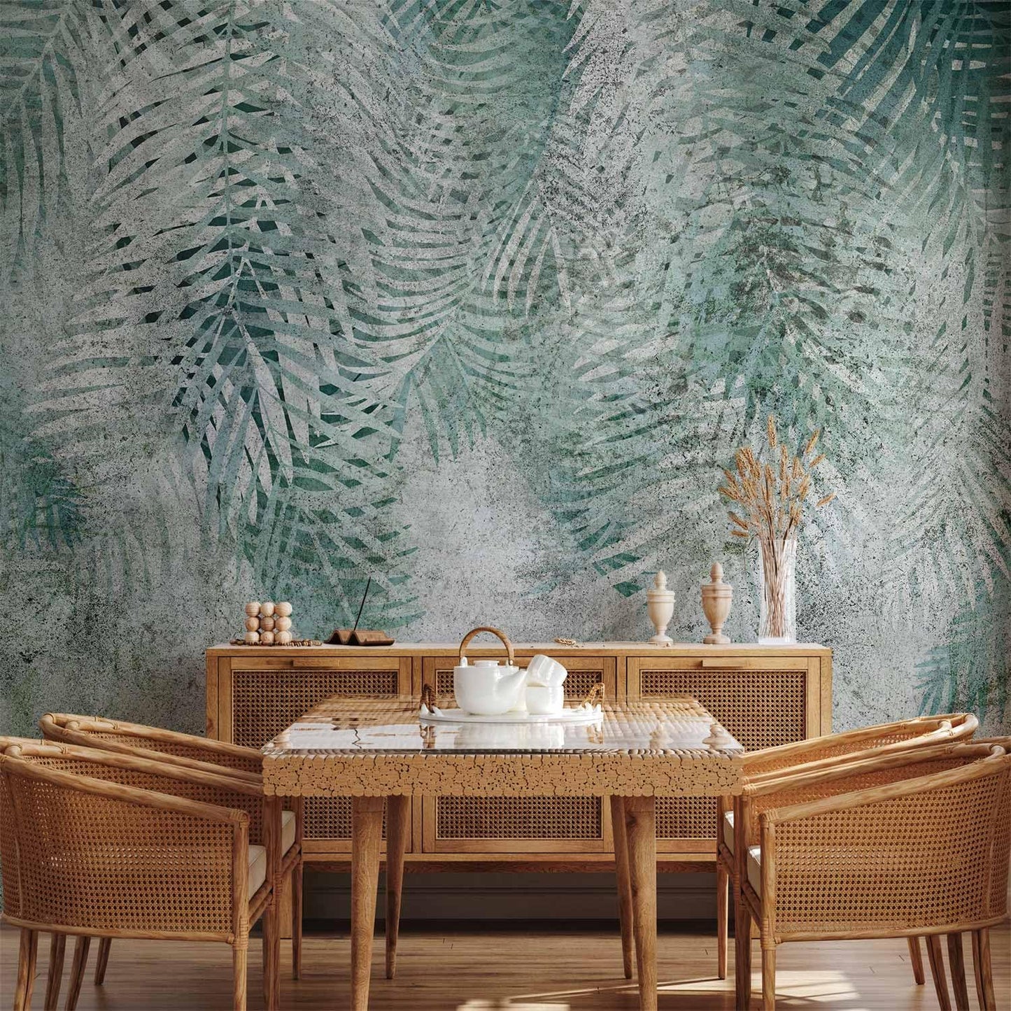 artgeist Premium Wall Mural Leaves 157"x110"XXL Non-Woven Wallpaper Fleece Wall Decor Photo Print Picture Image Design Nature Botanical Plants Palm Abstract b-C-0861-a-a