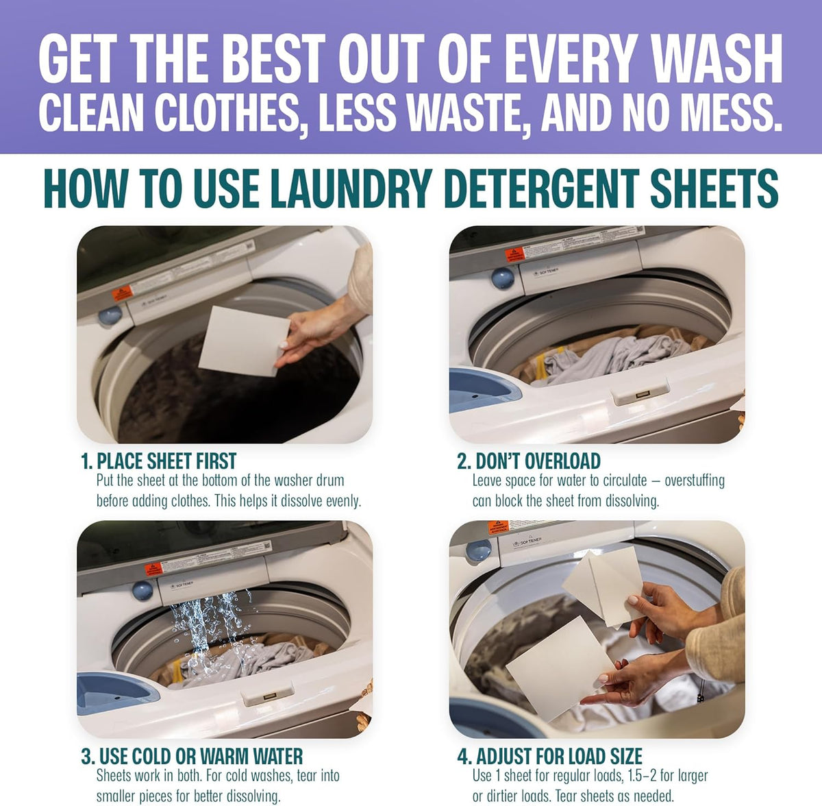 Sudstainables Laundry Detergent Sheets (200 Loads) – Eco-Friendly, Plastic-Free, Zero Waste, Laundry Washing Machines Soap Sheets; Dissolvable, Space-Saving Strips for Travel (Lavender) - NestledHome