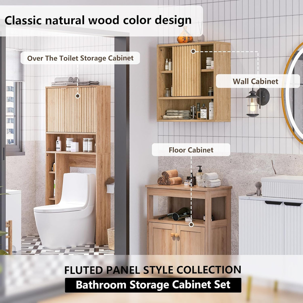 Bathroom Wall Cabinet Above Toilet Storage,Wall Mounted Storage with Adjustable Shelves, Space-Saving Modern Design for Bathroom & Laundry Room, Kitchen, Dining Room, Living Room - NestledHome