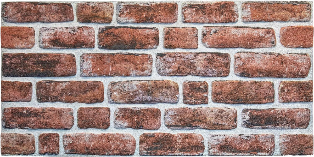 Dundee Deco 3D Wall Panels Faux Brick - Cladding, Mahogany Stone Look Wall Paneling, Styrofoam Facing for Living Room, Kitchen, Bathroom, Balcony, Bedroom, Set of 5, Covers 27 sq ft