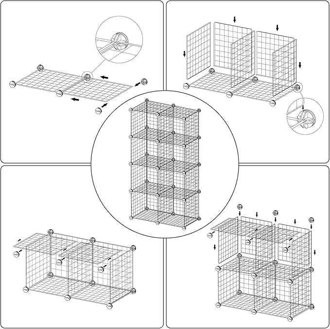 C&AHOME Wire Cube Storage, 8 - Cube Organizer Metal C Grids, Modular Shelves Units, Closet Organizer, Ideal for Home, Office, Living Room, 24.8" L x 12.4" W x 48.4" H, Pink UWCS3008P