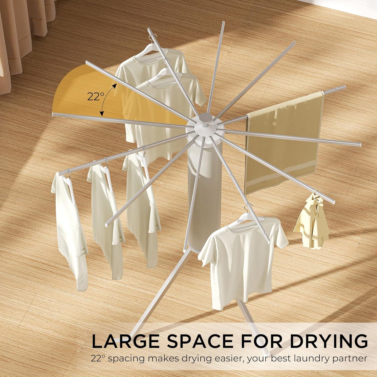 Tripod Clothes Drying Rack, Garment Rack Portable and Foldable Space Saving Laundry Drying Rack - Dryer Rack Clothing Floor Folding Balcony Bedroom Household (Silver(Aluminum), 12 rods) - NestledHome