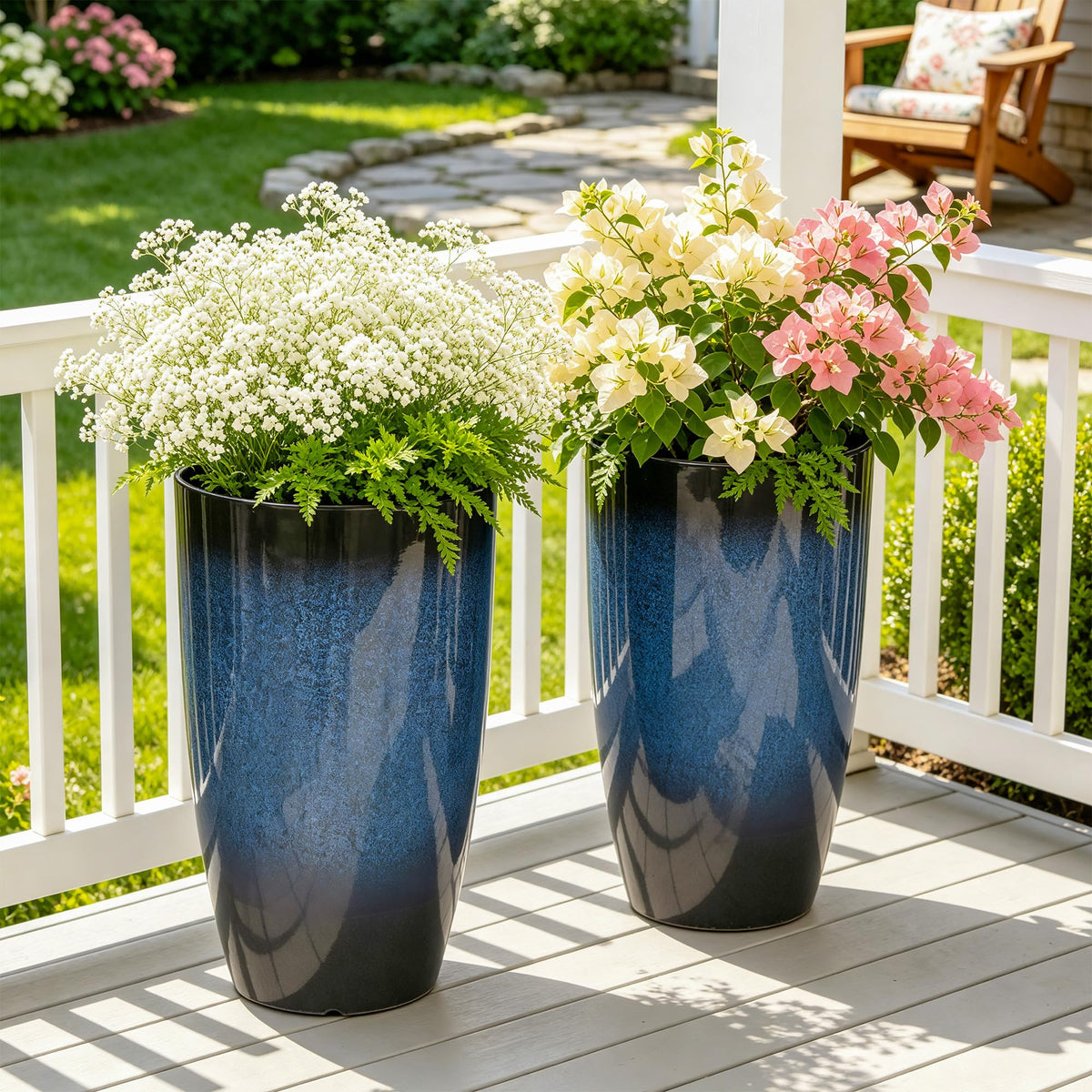 Autodaya 24" Large Tall Outdoor Planters Set of 2 (2 Count)
