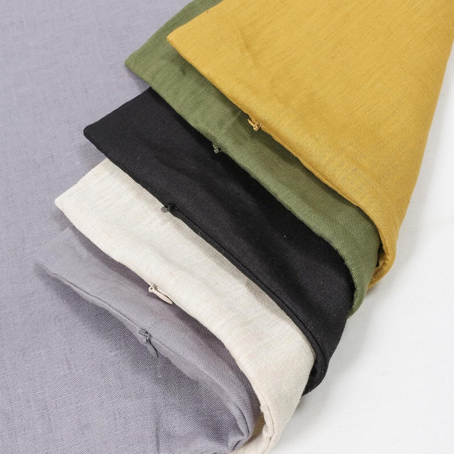 Hanging Linen Laundry Bag, 100% Pure Flax Linen Over The Door Hamper with Bottom Zipper for Laundry Room, Household Dirty Cloth Storage Organizer Bag, Army Green - NestledHome