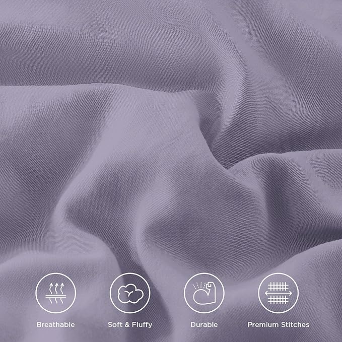 Andency Grayish Purple California King Comforter Set, 3 Pieces Lightweight Fluffy Farmhouse Shabby Chic Bedding Comforter Sets, Soft Microfiber All Season Cal King Bed Sets(104x96Inch)