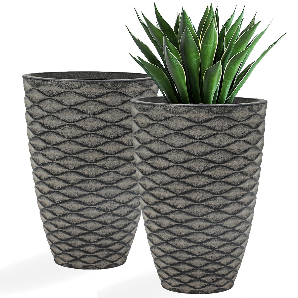 Autodaya 20" Tall Outdoor Planters Set of 2 Plant Pots (2 Count)