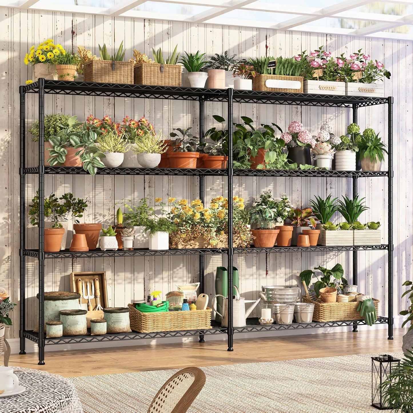 REIBII 70"W Metal Shelving, Storage Shelves 4-tier Wire Shelving Unit Load 1240LBS Metal Shelves for Storage Adjustable Shelving Rack for Pantry Kitchen Commercial school Garage 70"W*15.8"D*62.9"H - NestledHome