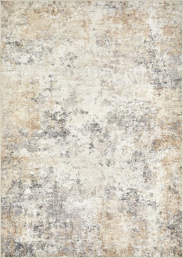 10x14 Area Rug Living Room Rugs - Washable Neutral Modern Abstract Soft Thin Large Rug Indoor Floor No Slip Rug Carpet for Bedroom Under Dining Table Home Office Decor - Golden Grey