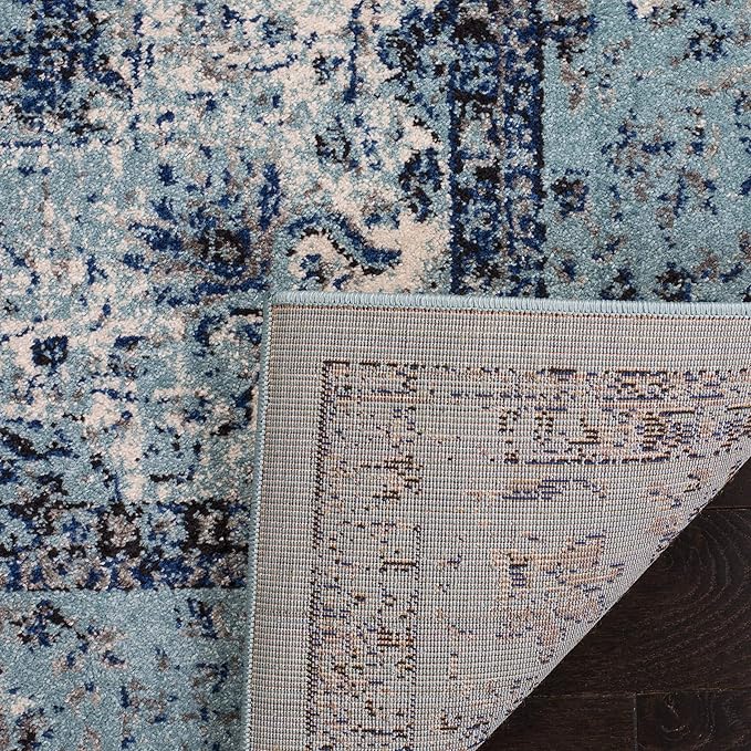 SAFAVIEH Evoke Collection Runner Rug - 2'2" x 7', Light Blue, Shabby Chic Oriental Medallion Design, Non-Shedding & Easy to Clean, Ideal for Hallway, Foyer, Kitchen, Entryway, Bedroom (EVK220E)